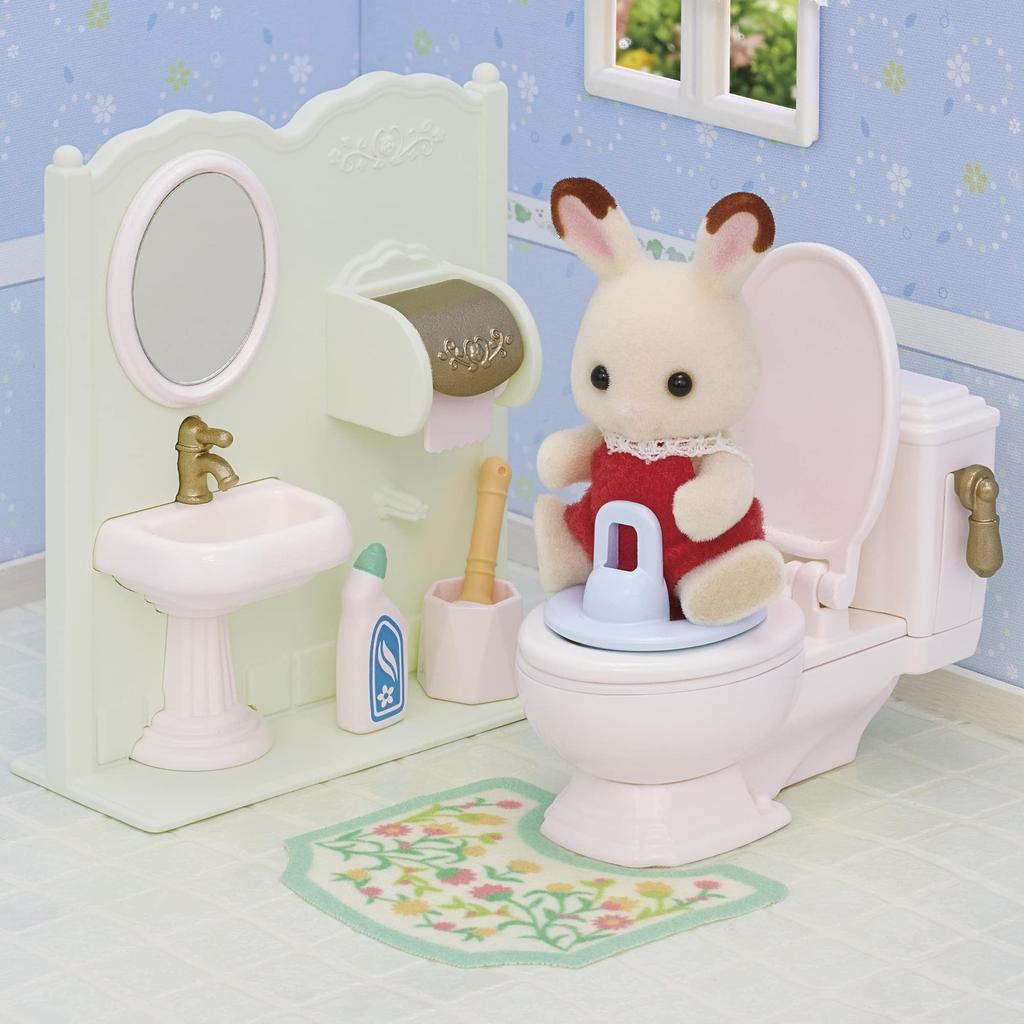 Sylvanian Families Möbel ST Mark zertifiziertes Spielzeug Puppenhaus für Kinder ab 3 Jahren und Sylvanian Families von Epoch [Toilettenset] Ka-629 Up,