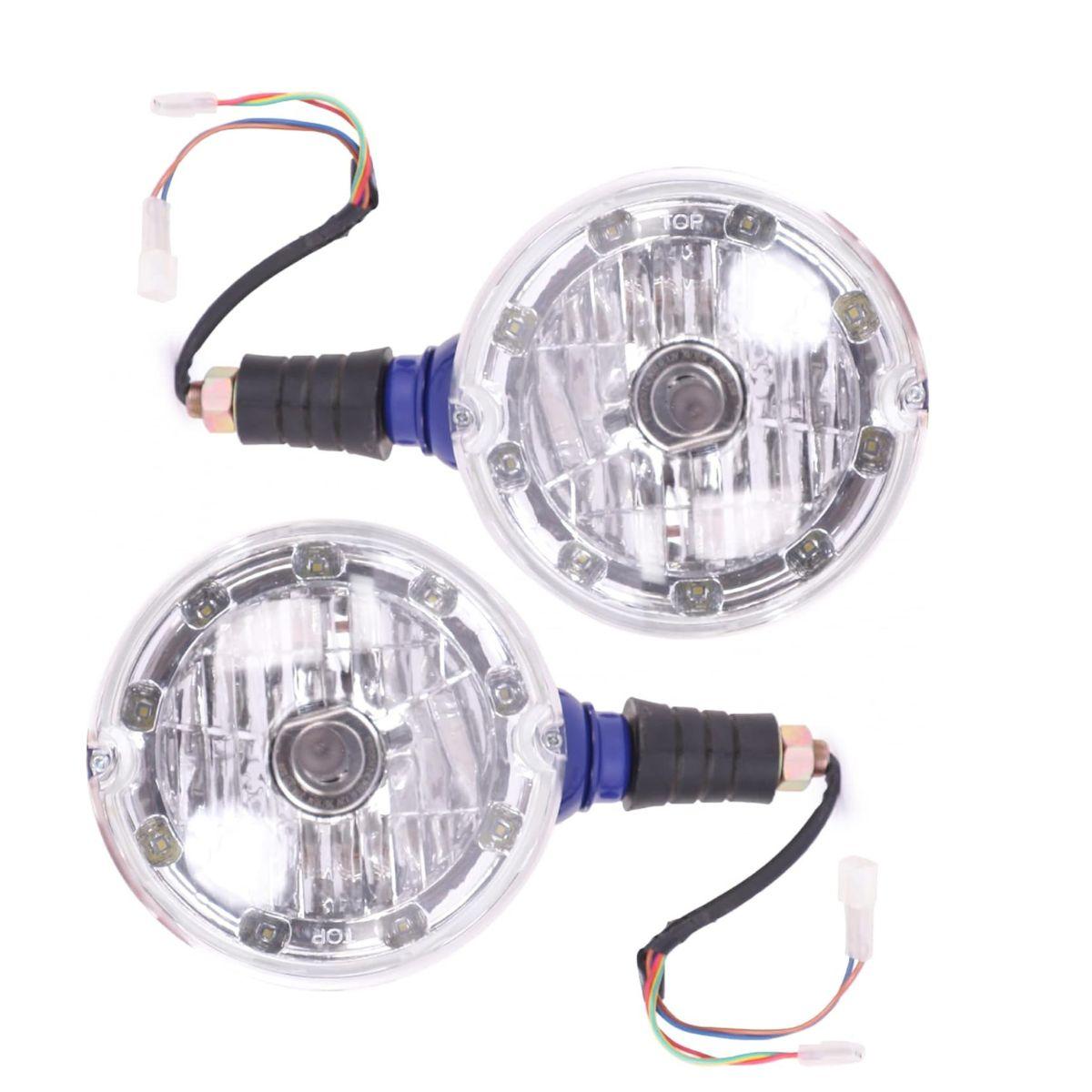 

LED Headlight Assembly Pair – Super Bright 12V Tractor Lights for Ford & Farmtrac 45, 50, 60, 6055, 6045, 6090 Glass Headlamps синий