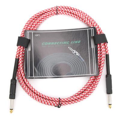 Guitar Cable Braided Shield NickelPlated Plug Audio Cord Electronic Musical Instrument Wire(Red )