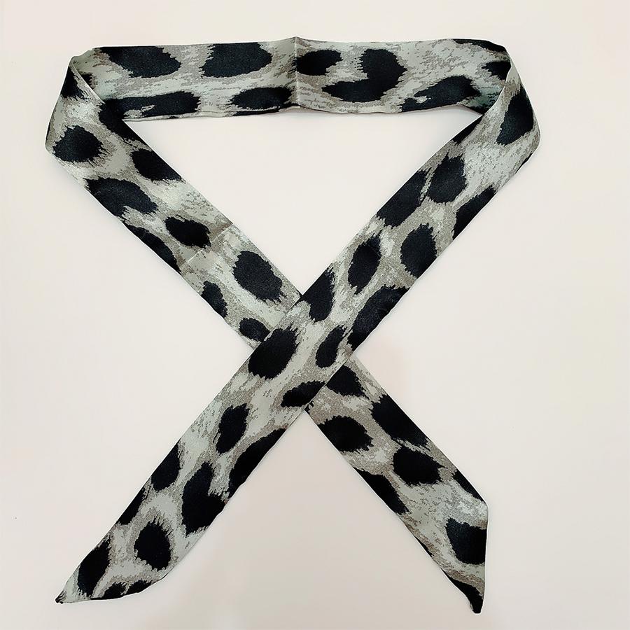

4cm*90cm Woman Skinny Silk Scarf Long Hair Strip Silk Ribbon Small Neck Scarves Bag Handle Ribbon Scarf Kerchief Ladies Tie 4X90cm темно-сірий колір