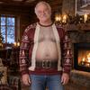 Vintage Burgundy Santa Belly Ugly Christmas Sweater Men 3D Print Polyester Crewneck Sweatshirt Funny Holiday Pullover