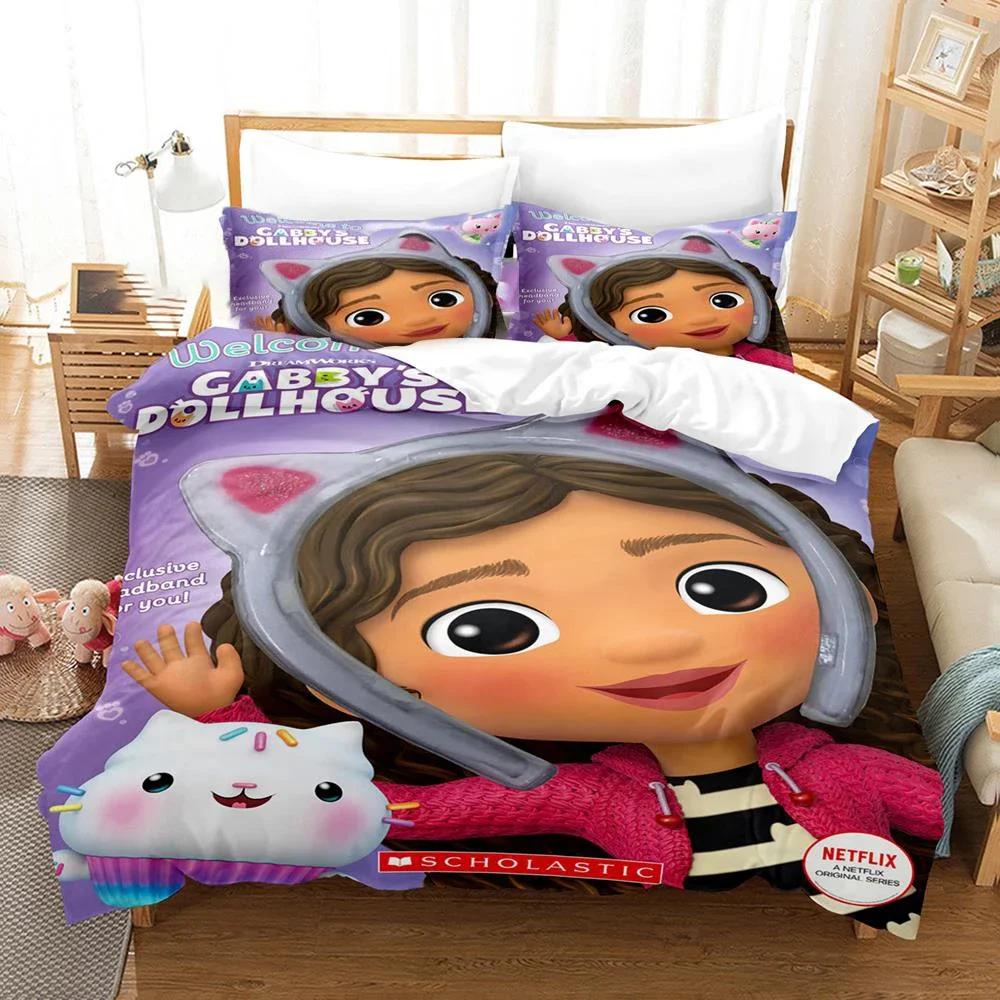 3D Printed Gabby Dollhouse Bedding Set Cartoon Duvet Cover Double Twin Full Queen King Adult Kids Bedclothes Quilt Cover
