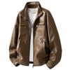 Осень и Зима Новый Стиль Американское Ретро Мужская Куртка Стойка Воротник Кожаная Куртка