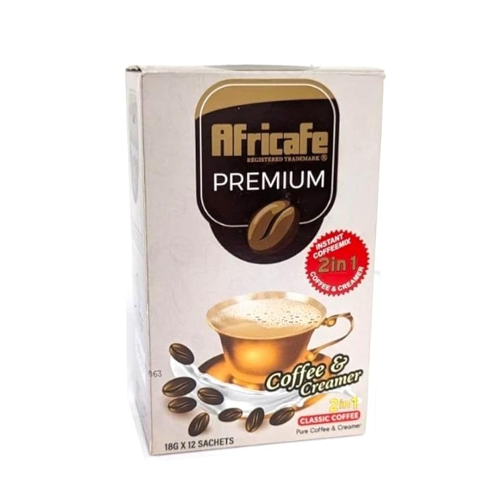 Africafe Premium 2 in1 Pure Instant Coffee & Creamer 18g x 12 Sachets (216g) | Authentic Tanzanian Blend | Imported Coffee Mix