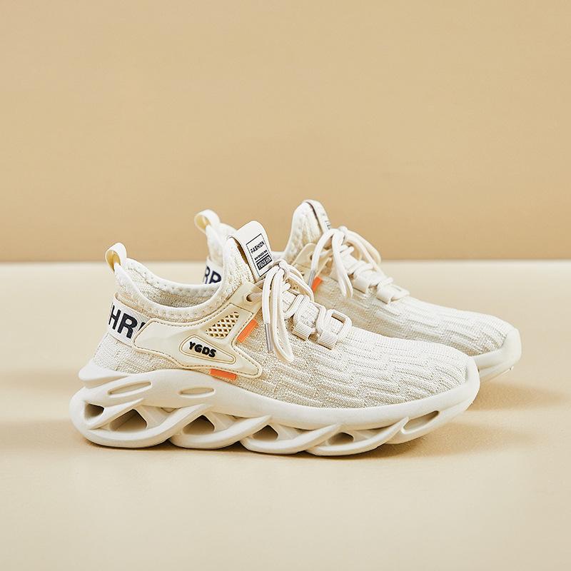 Women's Casual Platform Sneakers Breathable Knitted Mesh Walking Shoes for Women Anti-Slip Comfortable Workout Running Shoes Lace-Up Tennis Sneakers