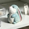 Office Desk Aesthetic Accessories Hand-Carved Lop-Eared Bunny Ornament, Cute Animal Figurine, Natural Wood Carving Art Small Decorative Statue