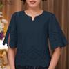 ZANZEA Women Casual V-Neck 3/4 Sleeve Loose Crochet Patchwork Blouse