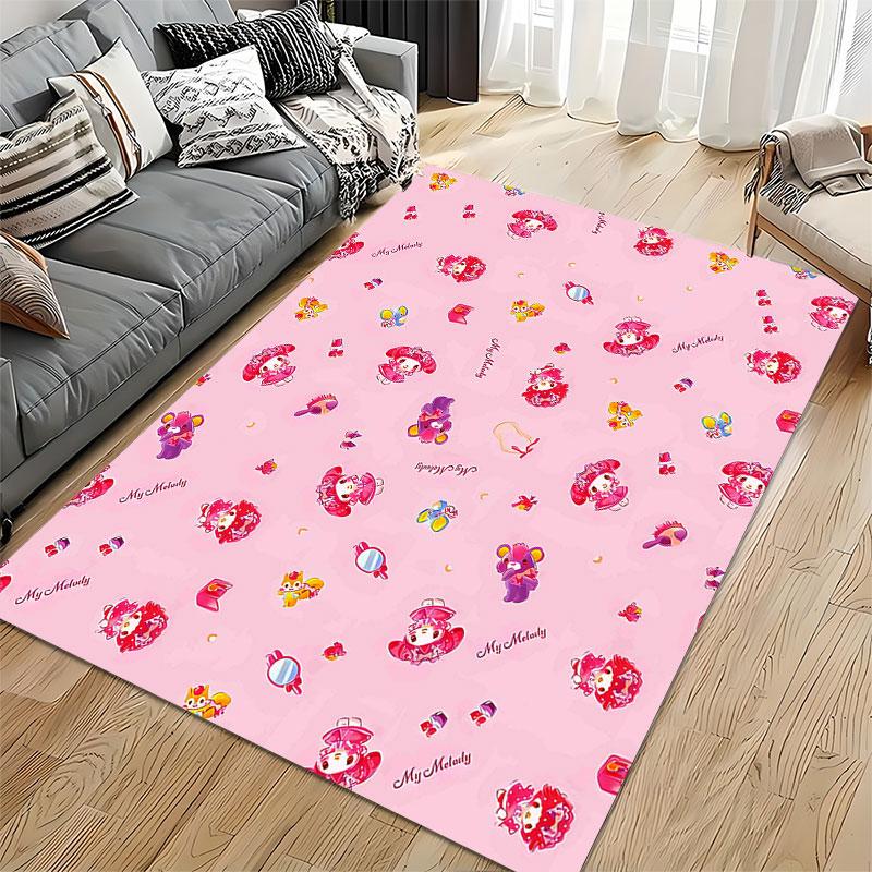 Pink Cartoon My Melody Pattern Carpet suitable as a non-slip mat for the living room or bedroom sofa
