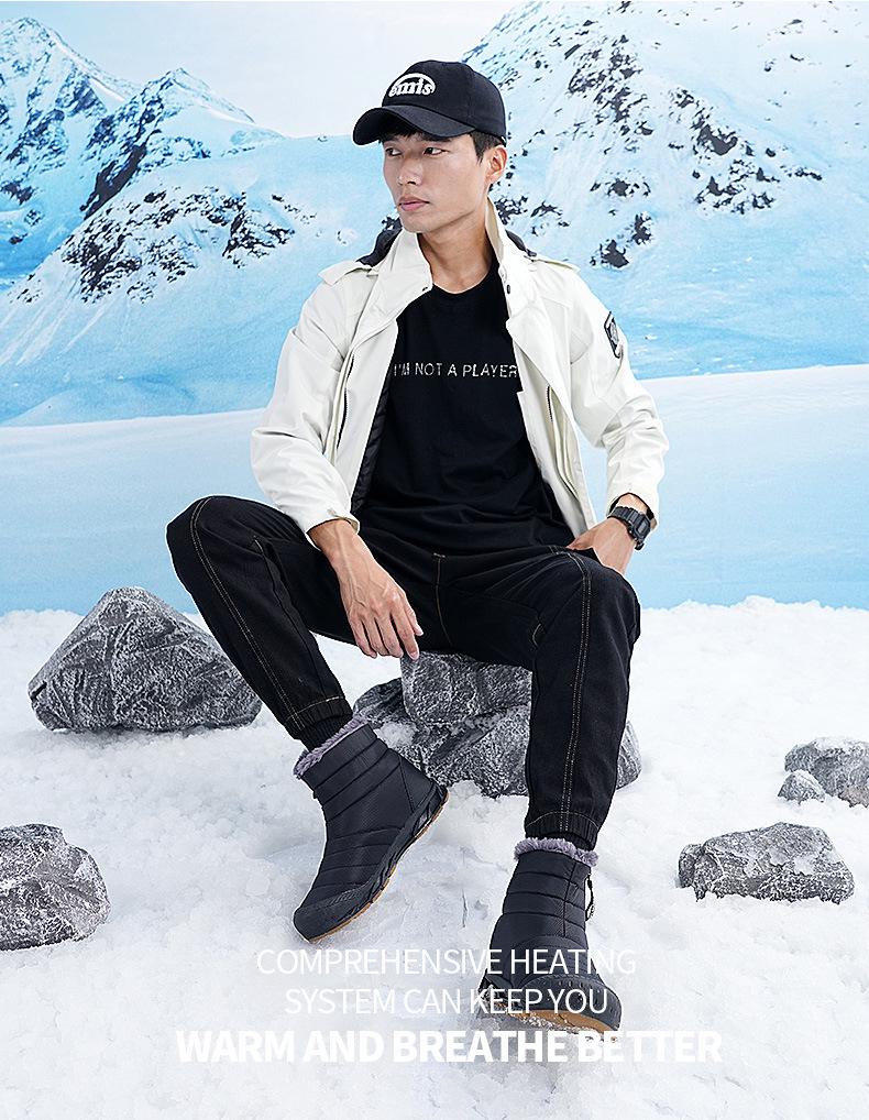 Unisex Mid-Top Waterproof Winter Snow Boots with Anti-Slip Sole and Plush Lining