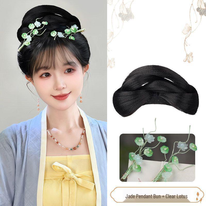 Ming Dynasty Hanfu Clip-in Hair Bun: Silk Wig for Ancient Costume Hairstyles