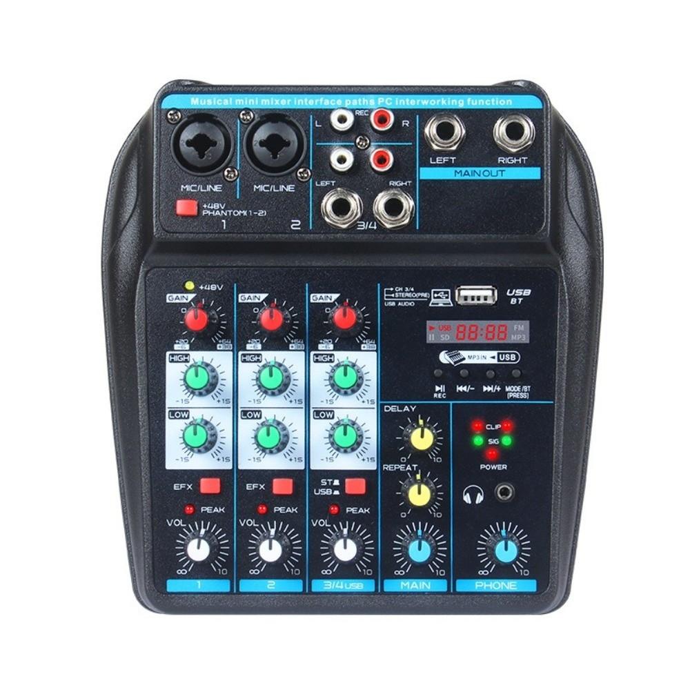 with 48V Phantom Power DJ Console Mixer 4-Channel USB Mixer Durable Audio Mixer