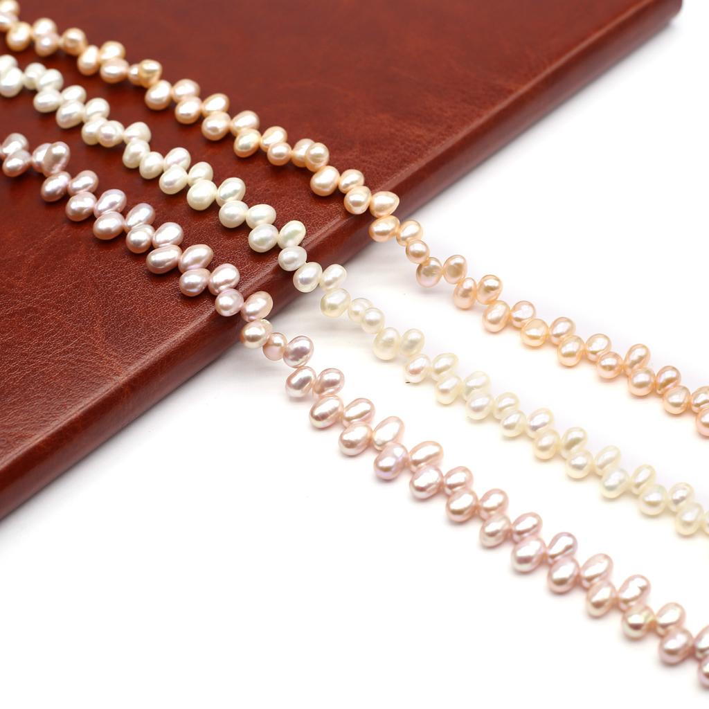 1String, Natural Freshwater Pearls, Top Sided Drilled Hole Pearl Beads for Jewelry Making DIY Necklaces, Bracelets Crafts (Beads 4×5mm, Length 36cm)