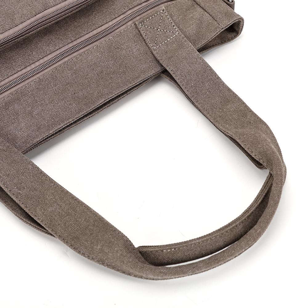 Bolsa Tote de Lona Color Sólida com Múltiplos Bolsos de Grande Capacidade Bolsa de Ombro Feminina Vintage para o Dia a Dia Bolsa Transversal