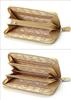 Fair Fairy Genuine Cowhide Leather Enamel Embossed Round Zipper Long Wallet 140817 Women's (Gold)