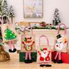 Cartoon Christmas Gift Bag Santa Claus Snowman Linen Xmas Gift Wrapper Christmas Decoration Reusable Long-legged Handbag