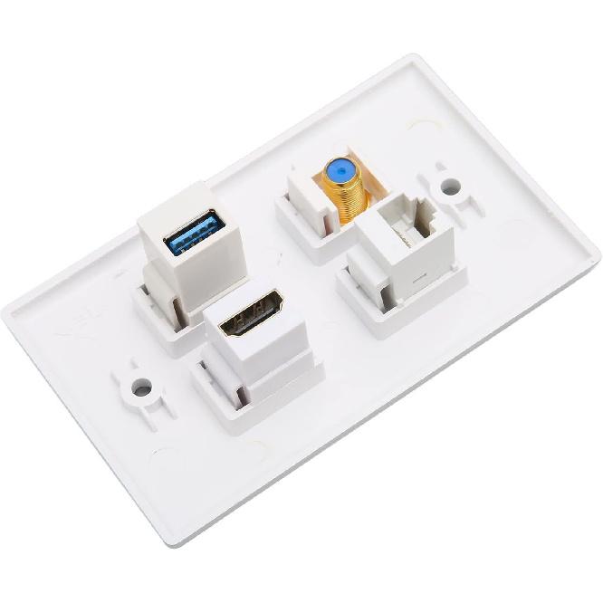 

Настенная панель 4 порта HDMI, коаксиальный Ethernet, HDMI, USB 3.0, ТВ F-тип, RJ45, коаксиальный Ethernet, медиа-розетка, соединитель RJ45 Cat6, совместима с Cat5