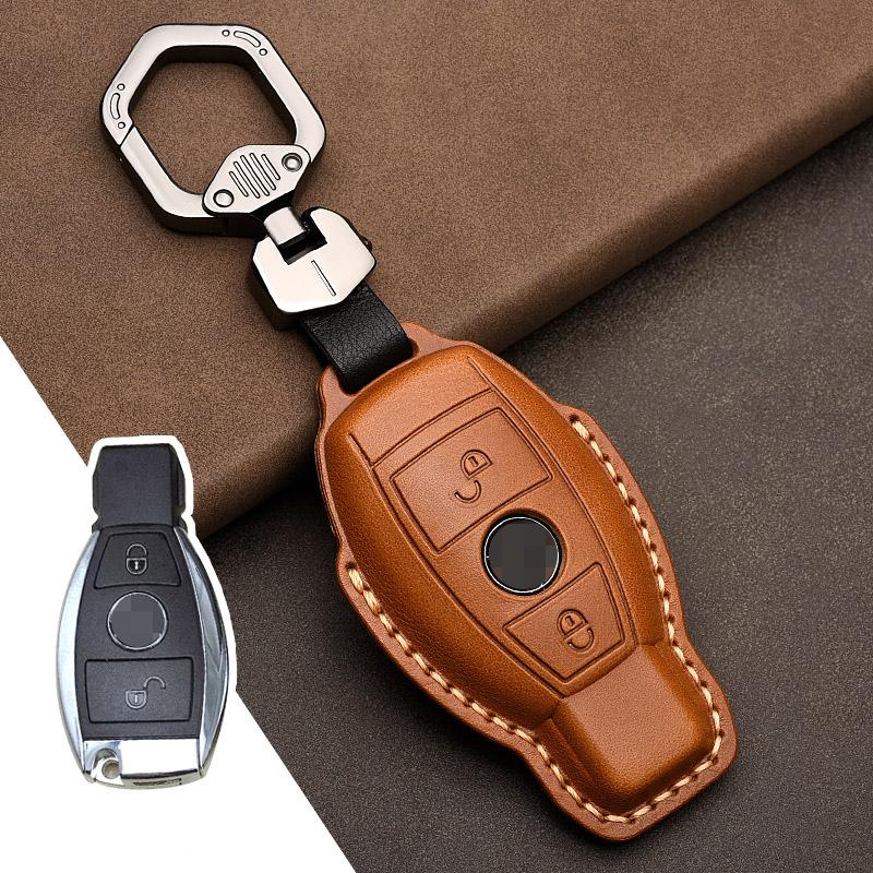 Genuine Leather Car Key Case Cover for Mercedes-Benz W203 W210 W211 Amg W204 C E S Cls Clk Cla Slk Classe Smart Car Keychain