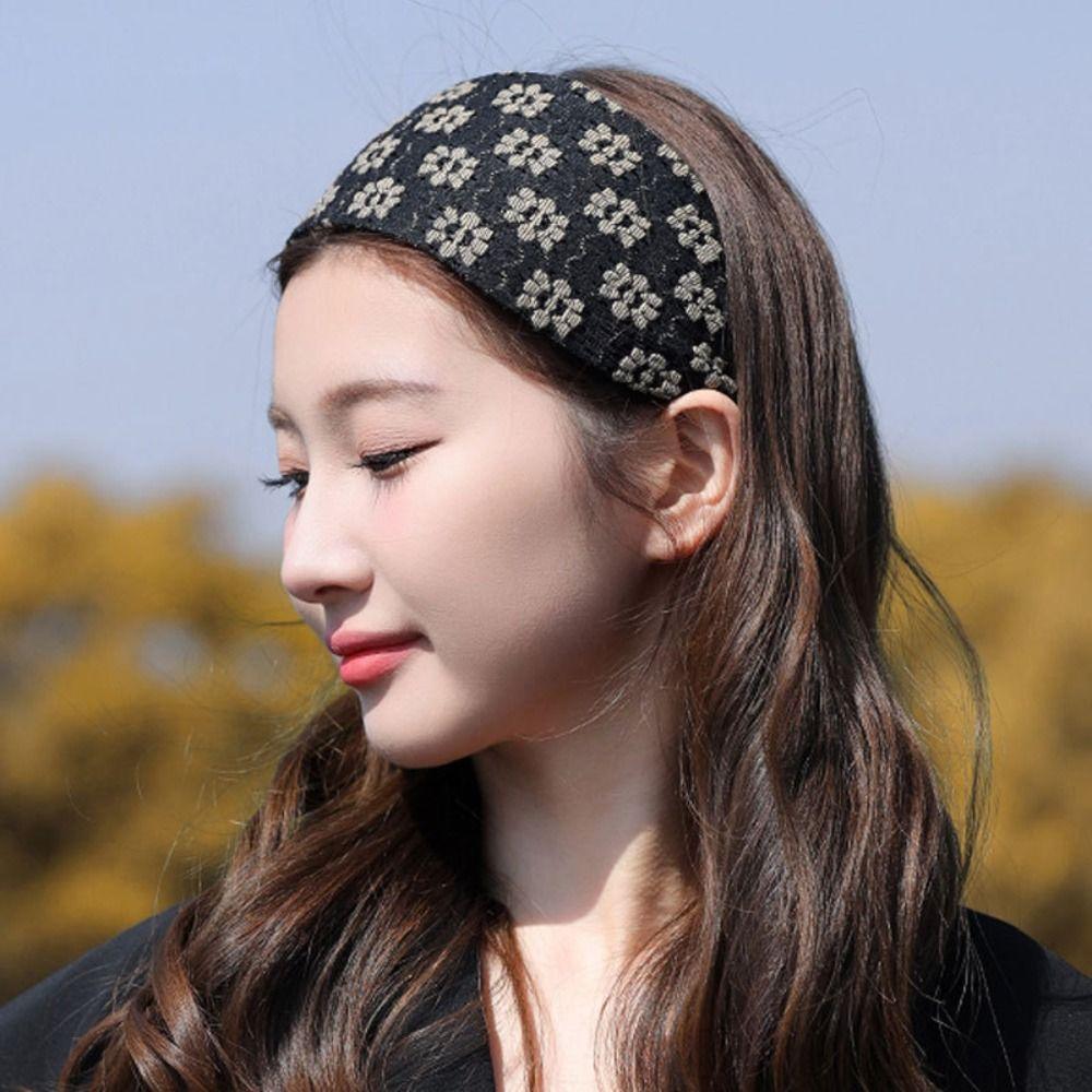 Floral Wide Hairband Mesh Women Hair Hoop Sweet Lace Headband  Wash Face