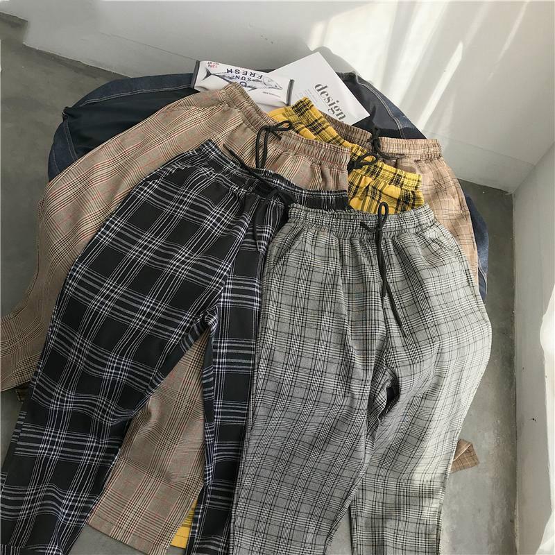 Buy Men Women Korean Black Plaid Casual 