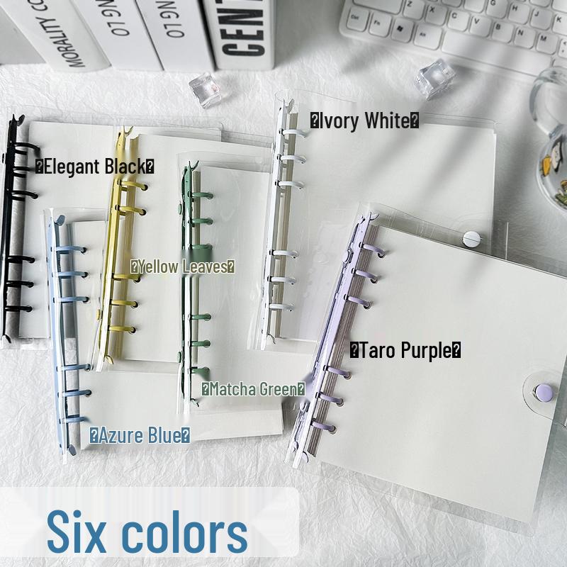 Soft Leather Ring-Bound Planner with Detachable Buckle - Square, Thickened, Grid or Blank Pages