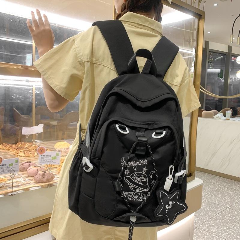 

Школьный рюкзак женский для старшеклассниц и студенток колледжа, большой вместимости, трендовый, универсальный, рюкзак для учениц средней школы чёрный