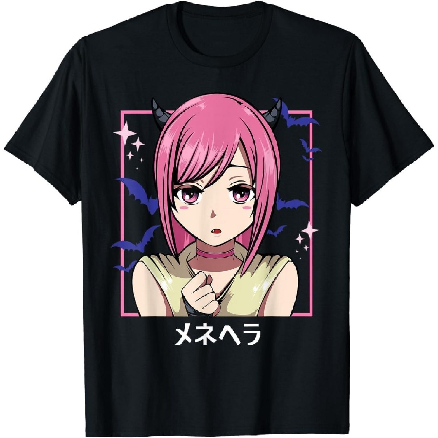 EYDE Japanese Anime Sad Kawaii Beautiful Girl Vaporwave Aesthetic T-Shirt S