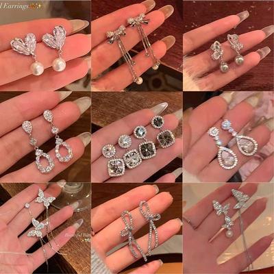 Vysoce kvalitní náušnice s třásněmi a mašlí v korejském stylu - Elegantní dlouhý design pro ženy