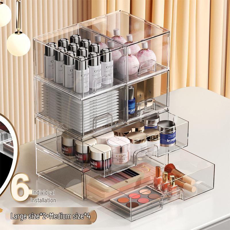 Transparent Stackable Makeup Storage Box for Lipstick, Mask & Skincare