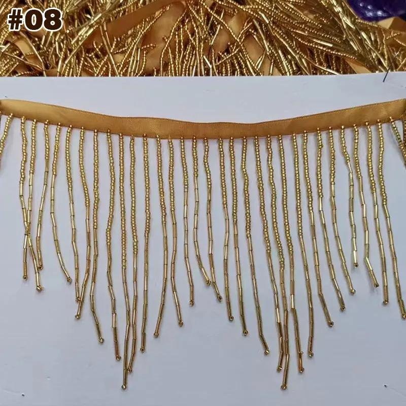 45 см Зашифрованный Ручной Гвоздь Бусина Кисточка Кружево Многоцветный Подвеска Декоративная Отделка Бахрома DIY Сценическая Одежда Домашняя Занавеска Декоративная Length 45cm