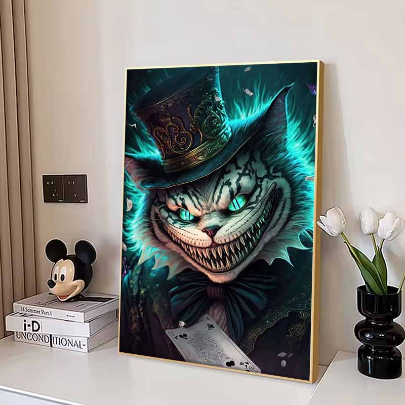 Disney Diamond Painting Dark Gothic Cheshire Cat  Alice in Wonderland Mosaic Craft Hobby DIY Gift Home Decoration Embroidery