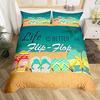 Flip Flops Soft Duvet Cover Quen Sized Dimensions Carton Beach Holiday Beding Set Children Kids Young Boys Young Girls Bedrom Decor Rainbow Flowers