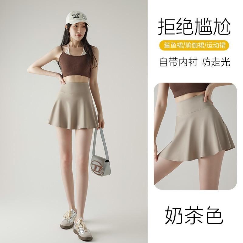 

Защищающая от просвечивания короткая юбка-брюки-шаровары женская летняя тонкая верхняя одежда для бега, фитнеса, с эффектом обнаженного живота, имитация двойки, юбка для йоги XXXL