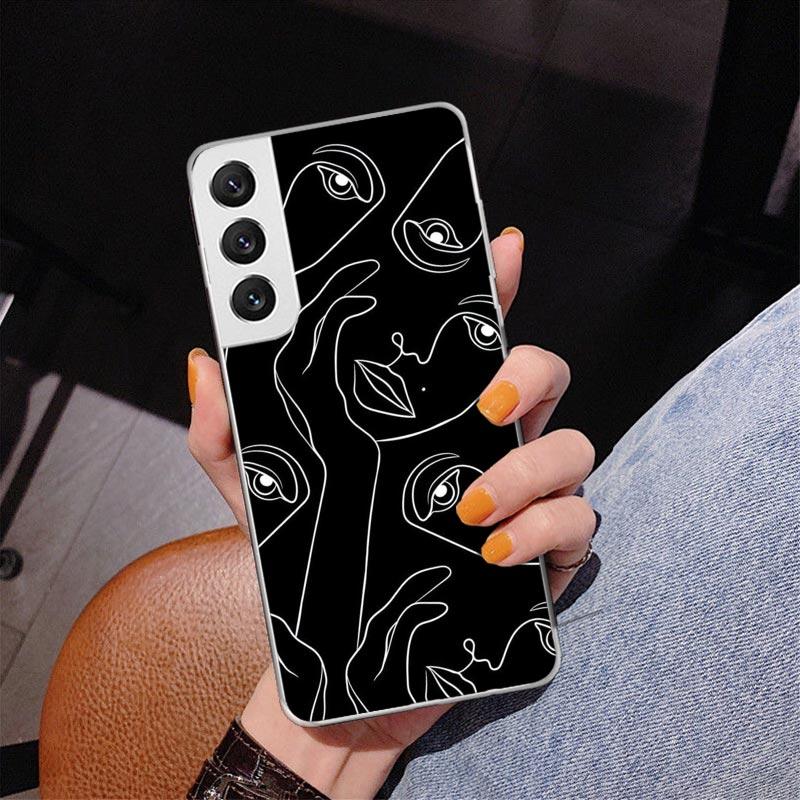 Abstract Line Women Face Phnoe Case for Samsung Galaxy S26 S25 Edge S23 S24 Ultra S22 Plus S21 S20 FE Unique Cover Soft Coque Ga