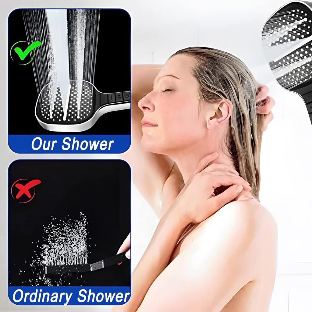 8-Speed Oversized Panel Pressurized Shower Head, Shower Heads With Handheld Spray Combo, High Pressure Water Saving Showerhead with Filter Beads with