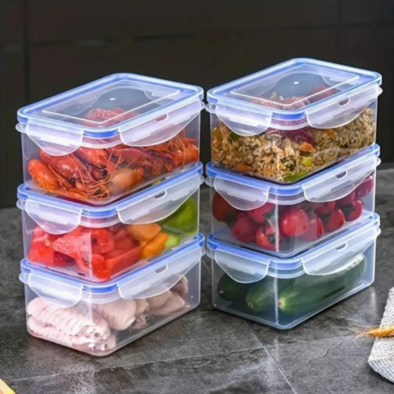 4Pcs Refrigerator Storage Box Food Containers Plastic Fresh-Keeping Box With Lid Portable Storage Box Kitchen Organization