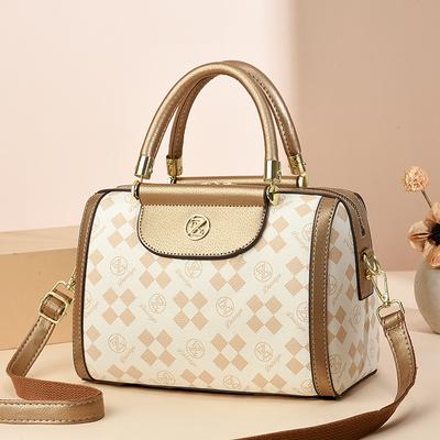 Nova bolsa de mão com estampa de emenda grande capacidade, da moda, Boston, feminina, bolsa transversal de ombro único, bolsa de travesseiro feminina