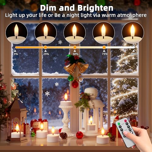 12-Piece Plug-in Remote-Controlled Timer-Adjustable Simulation Flickering Tea Lights White