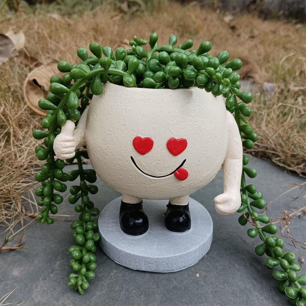 Face Planters Pots Resin Smile Face Vase Succulent Head Planter Pots Face Flower Pots Containers for Indoor Plant
