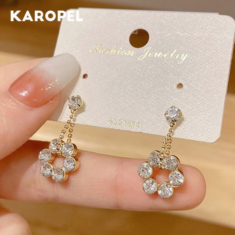 

Изысканные цирконовые круглые серьги-гвоздики с гирляндой для женщин, модные ювелирные аксессуары