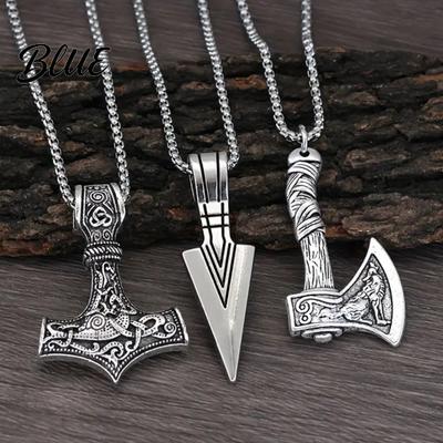 Evil Eye Repellent Jewelry 3Pcs Viking Necklace Hammer Spearhead Ax