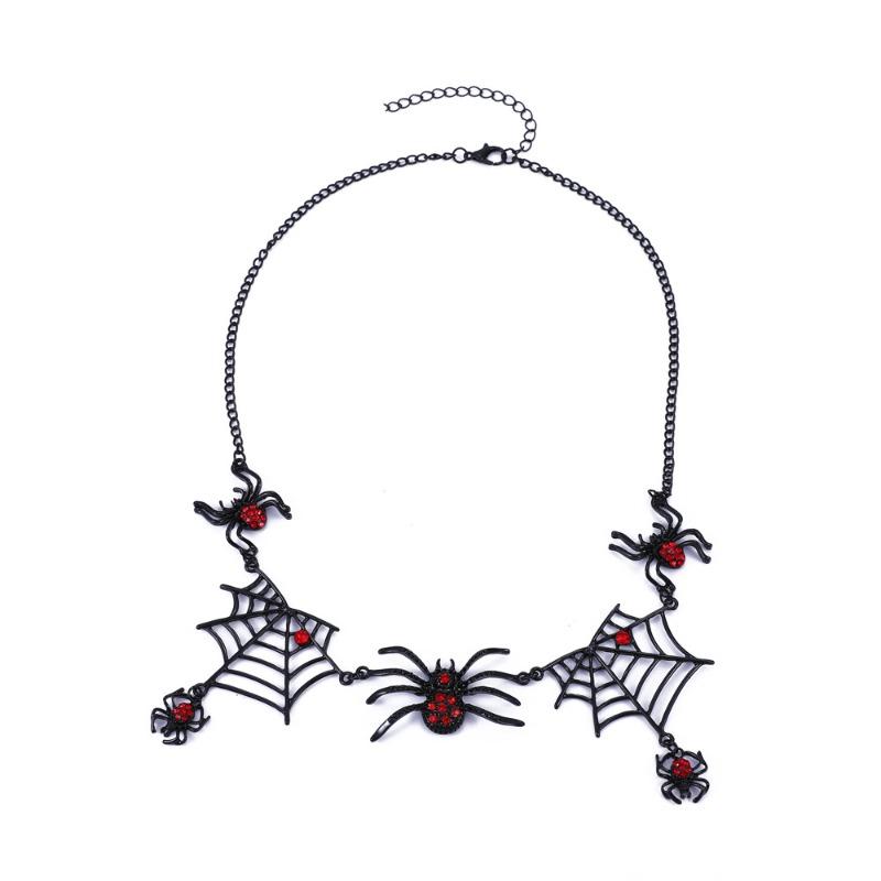 Meier Alloy halloween spider necklace - statement black spiderweb choker