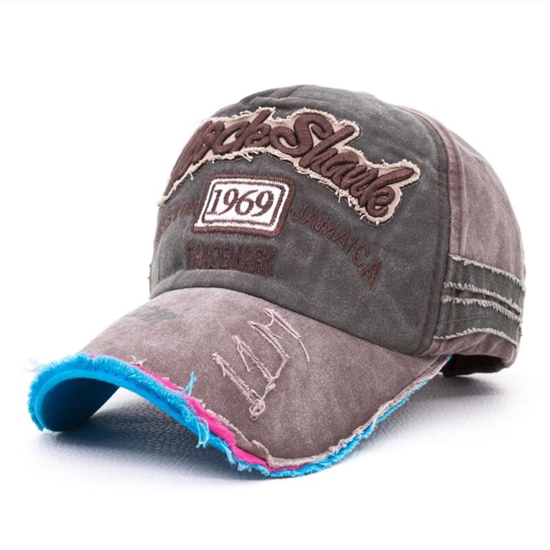 Old cap color matching pure cotton sunshade baseball cap curved brim hat adjustable large brim retro style