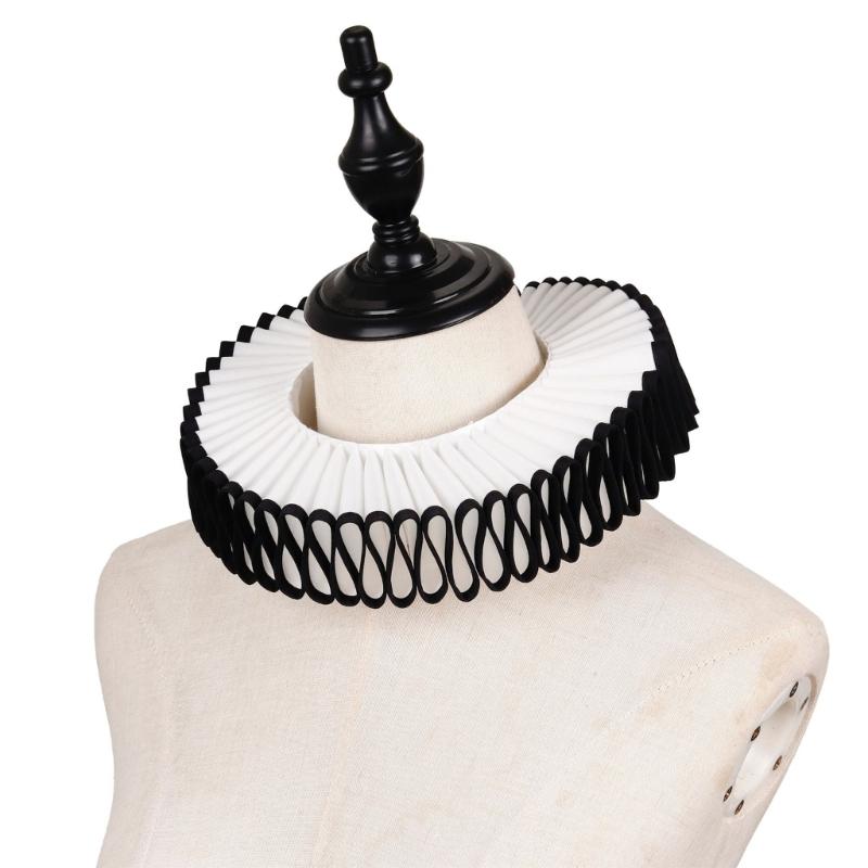 Vintage Renaissances Elizabethan Ruff Collar Victorian Edwardian Costume Neck Ruffle for Halloween Masquerades Cosplay