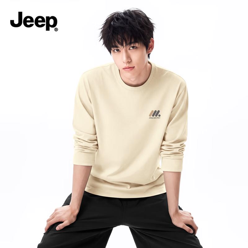 JEEP Unisex Heavyweight Cotton Relaxed Long Sleeve T-Shirt