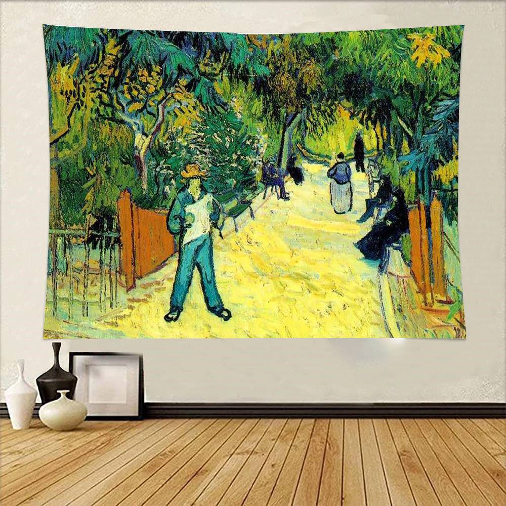 Van Goghs Art Tapestry Wall Hanging Printed Polyester Tapestry INS Decoration Wall Decor