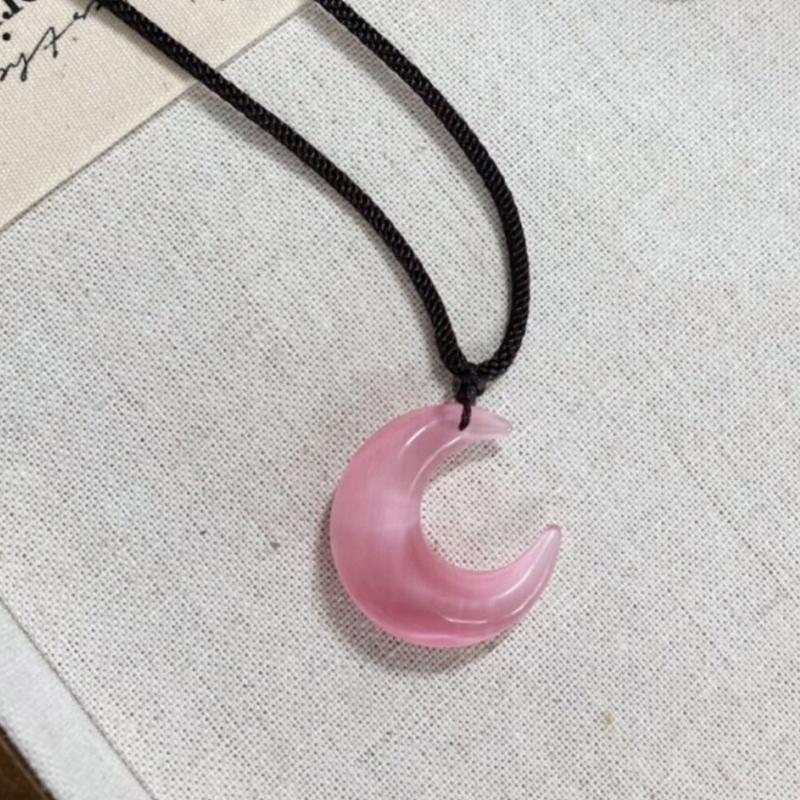 Modny Naszyjnik z Wisiorkiem Półksiężyca Choker z Kamienia Naturalnego Łańcuszek na Szyję Elegancki Naszyjnik na Obojczyk Biżuteria Imprezowa