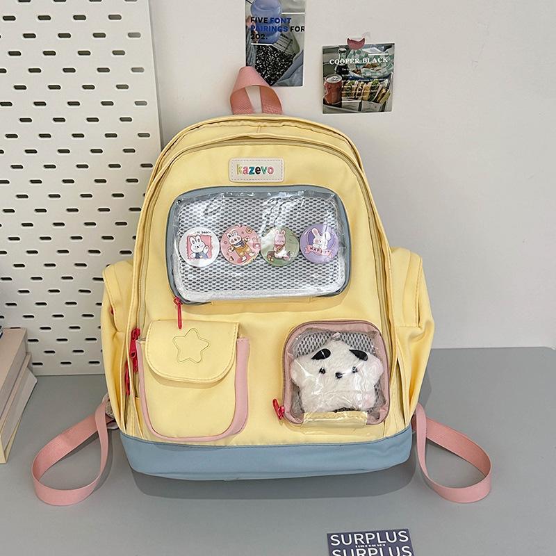 New Transparent Pain Bag Simple Middle School Students Backpack Korean Version Casual Large Capacity Japanese Ins Small Fresh Backpack