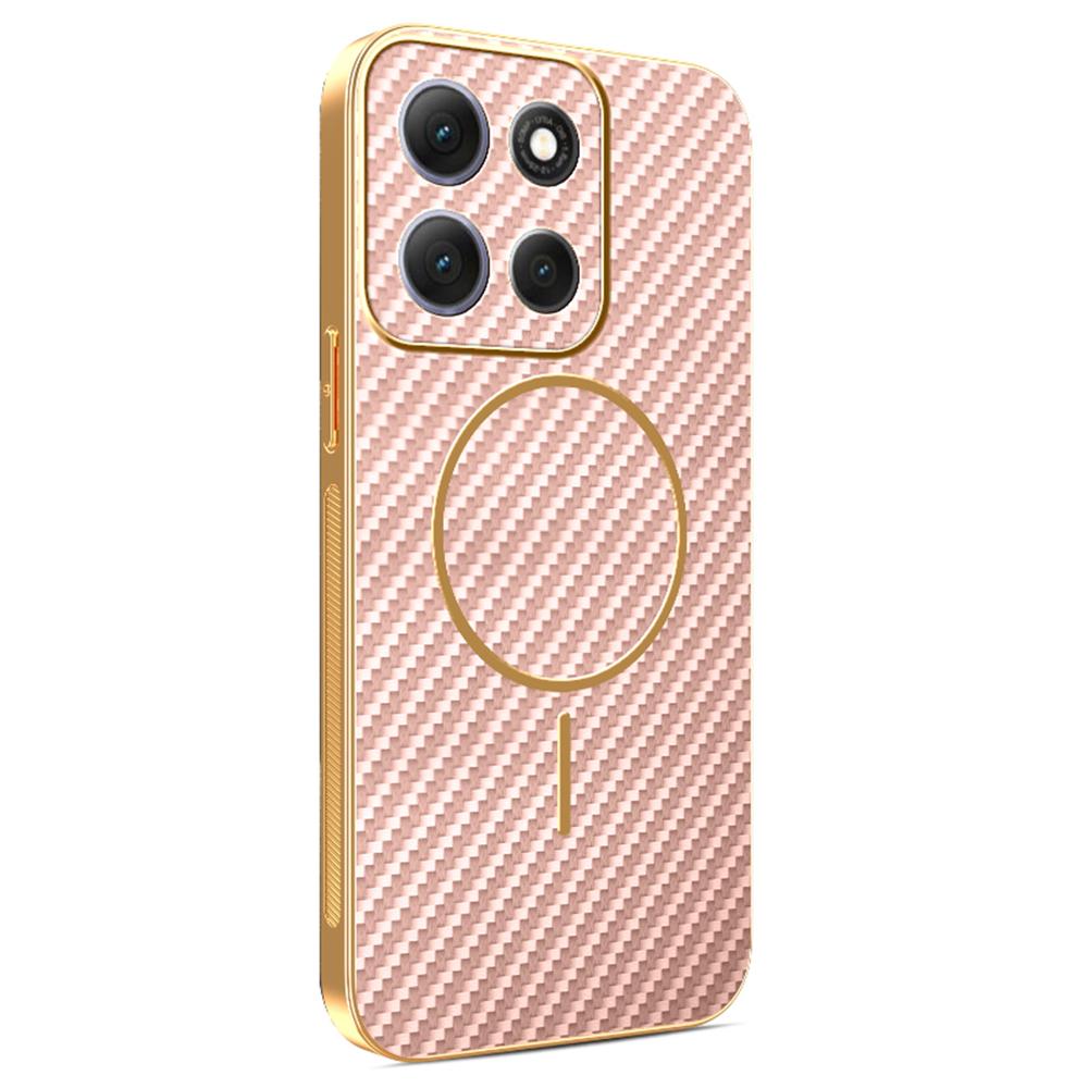For Motorola Moto G86 5G Phone Case Carbon Fiber Textured Electroplated TPU Back Cover