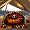 1pc Pumpkin Skull Art Print Outdoor Blanket, Lightweight Polyester,