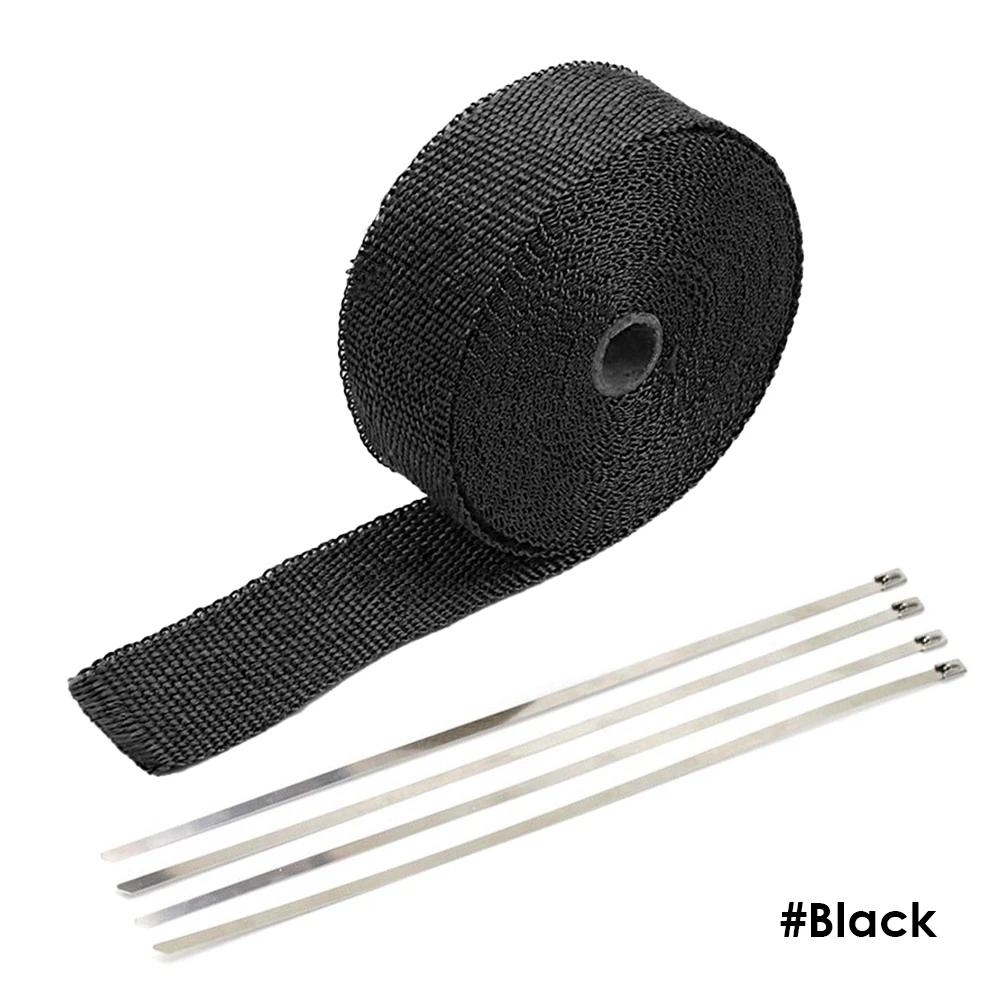 5M Roll Fiberglass Heat Shield Motorcycle Exhaust Header Pipe Heat Wrap Tape Thermal Protection Exhaust Pipe Insulate